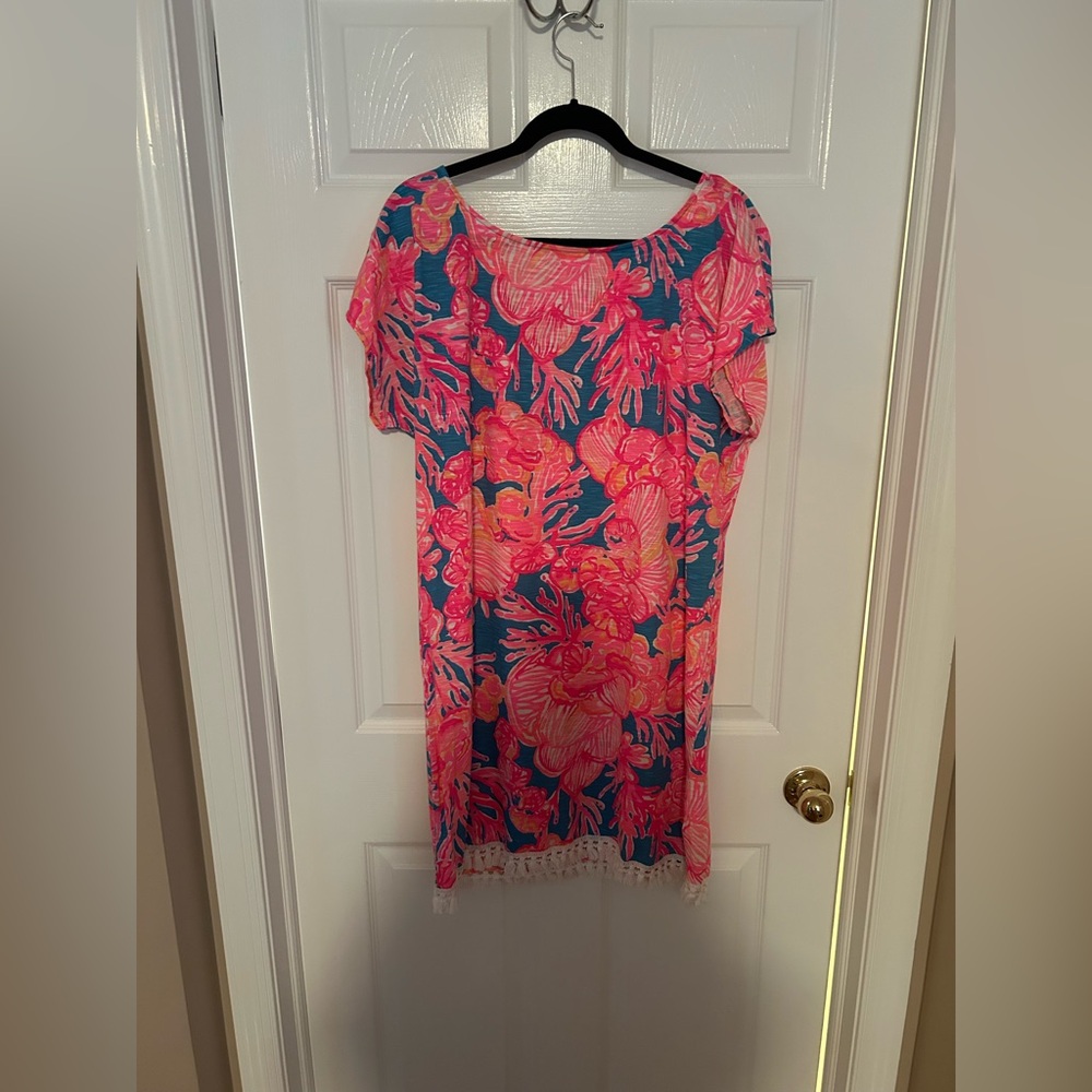 Lilly Pulitzer Blue and Pink Floral Swim Cover-Up